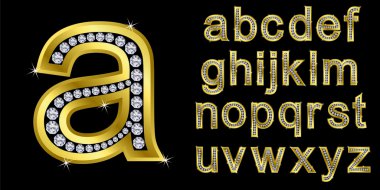Golden alphabet, letters from A to Z clipart
