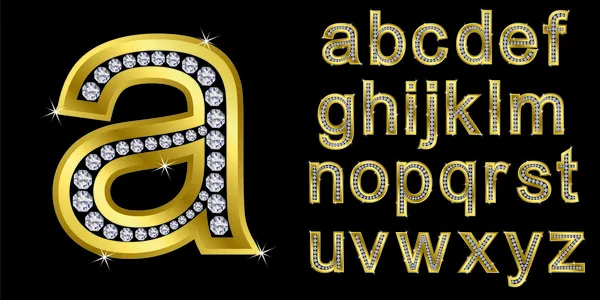 Golden alphabet, letters from A to Z — Stock Vector
