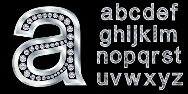 Zilver alfabet, brieven van een tot en met z — Stockvector