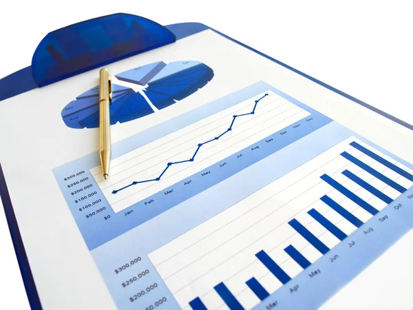 Pen and investment chart — Stock Photo, Image