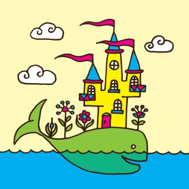 Whale and Castle Children clipart