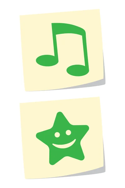Note and Star Icons — Stock Vector