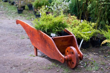 Wooden wheelbarrow clipart