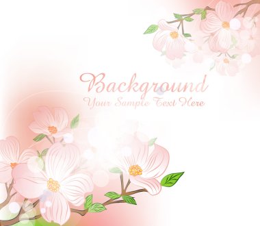 Vector background with spring flowers and blur clipart