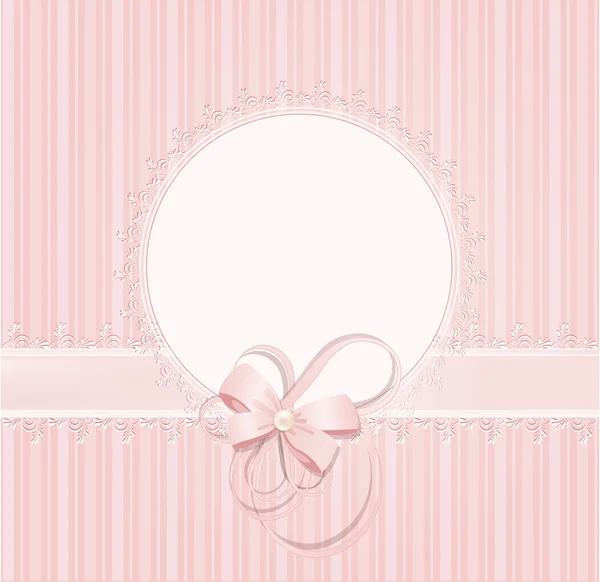 Grattis rosa vektor bakgrund med spetsar, band, rosetter — Stock vektor