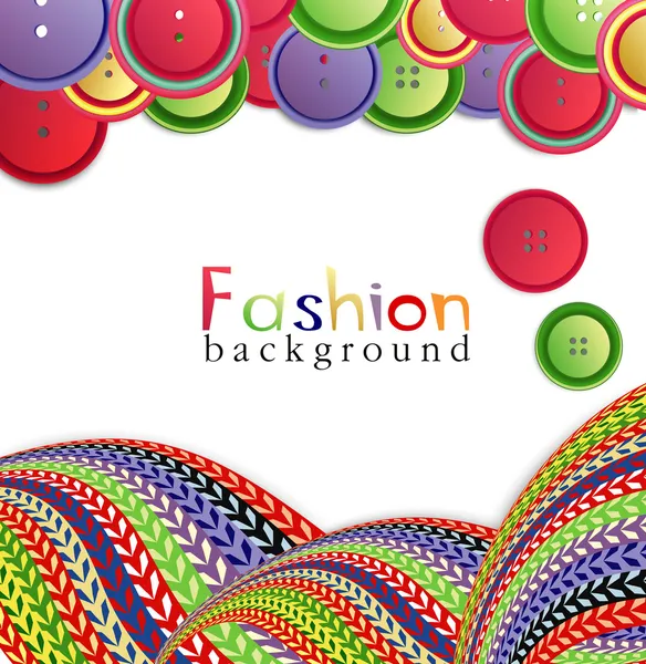 Vector fashion background with ??knitting and buttons — Stock Vector