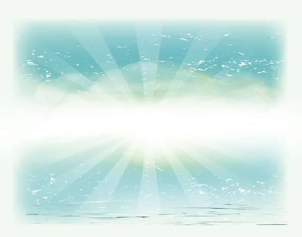 Векторное винтажное фото с небом, морем и солнцем — стоковый вектор