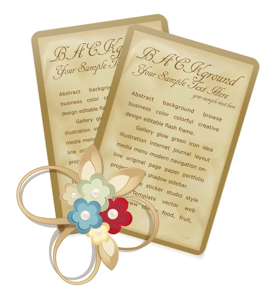 Cartes de vœux vintage vectorielles avec fleurs et rubans — Image vectorielle