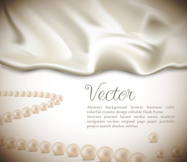 Elegant holiday vector background with white silk and pearls clipart