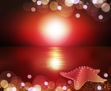 Vector abstract background with a sea star (sunset) clipart