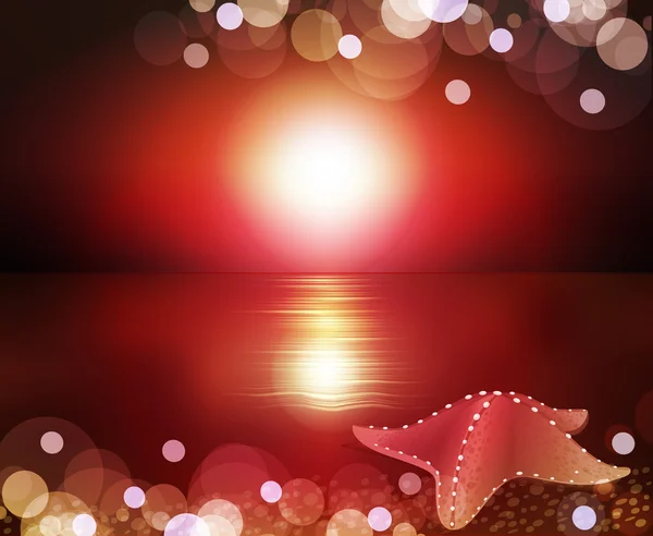 Vector abstract background with a sea star (sunset) — Stock Vector