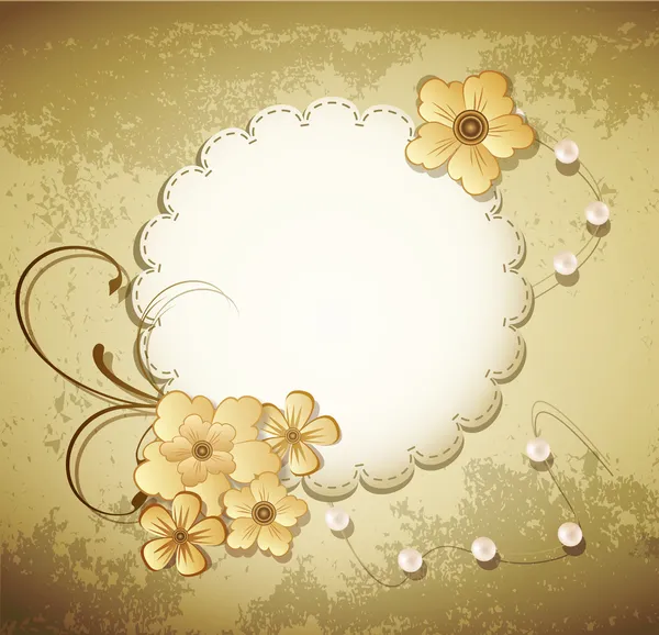 Grunge vectoriel, fond vintage avec carte de vœux, perles , — Image vectorielle