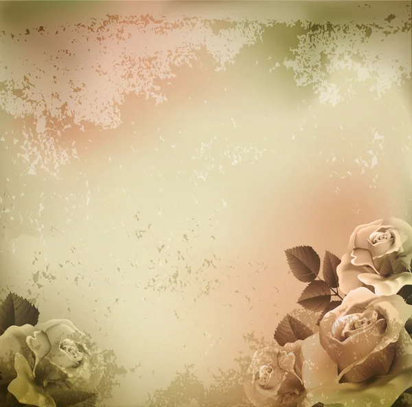 Διάνυσμα grunge, vintage φόντο με τριαντάφυλλα — Διανυσματικό Αρχείο