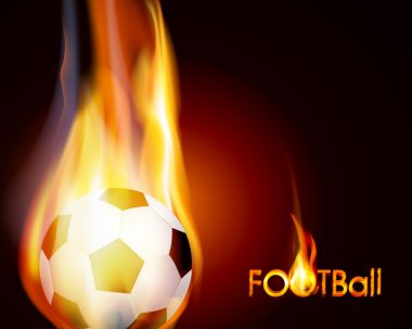 Vector flying flaming soccer ball on a brown background clipart