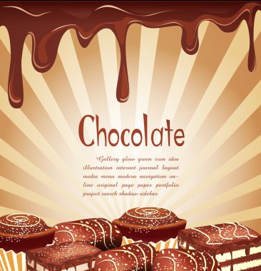 Vector holiday background with chocolate candy and chocolate sta clipart