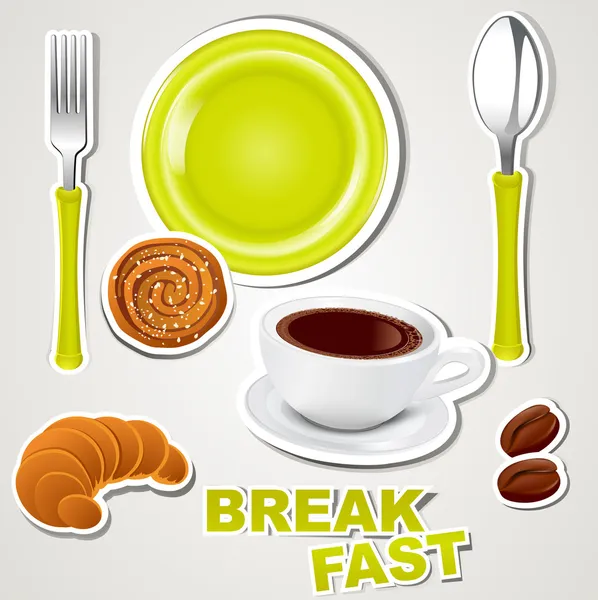 Vektor av ikoner: frukost — Stock vektor