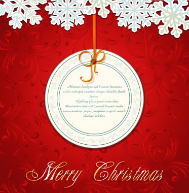 Vector New Year holiday red background with snowflakes and a gre clipart