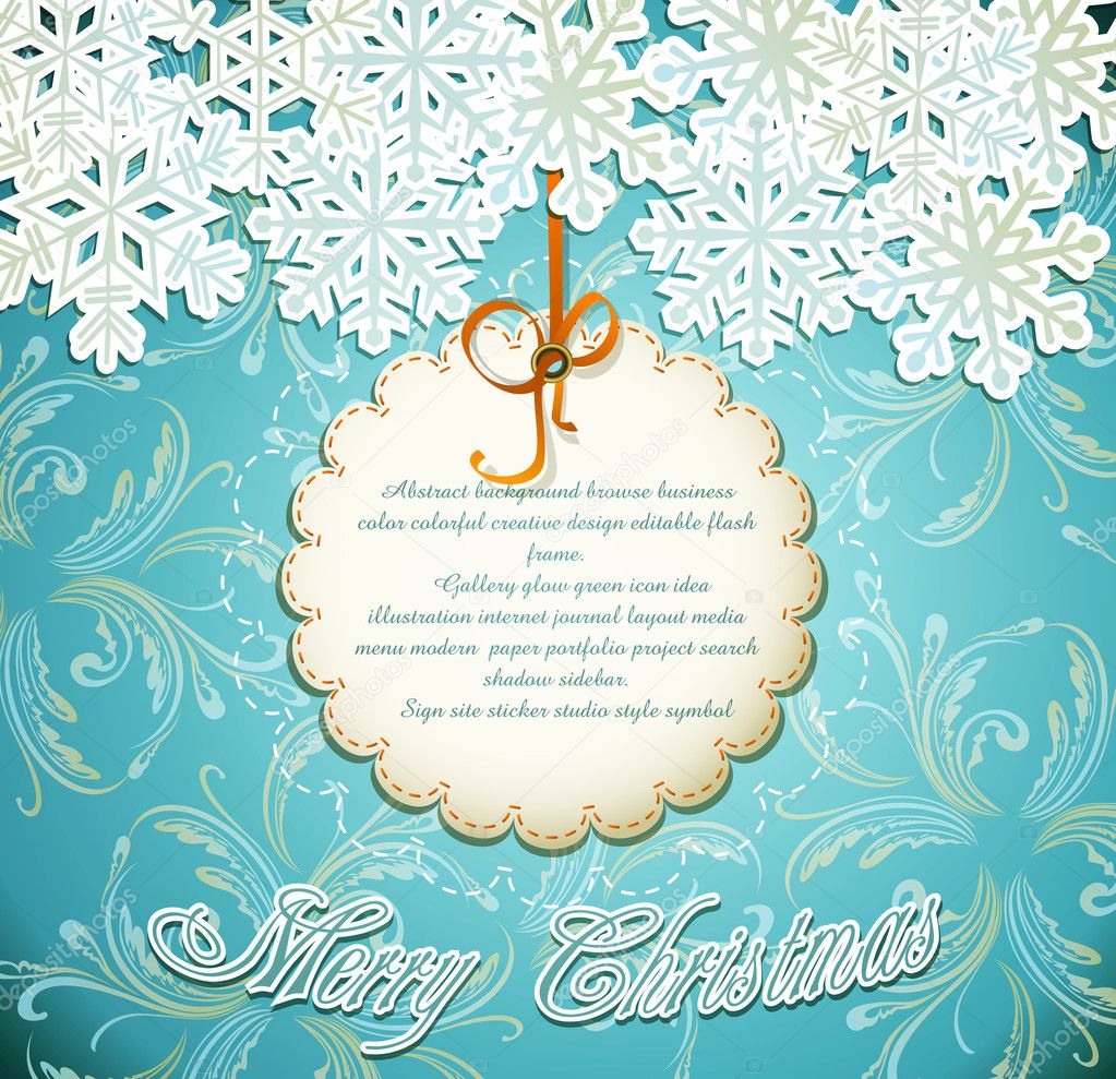 Vector emerald festive background with snowflakes
