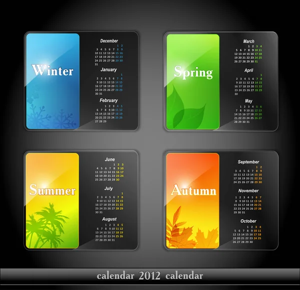 Vektor kalender 2012, med fyra årstider — Stock vektor