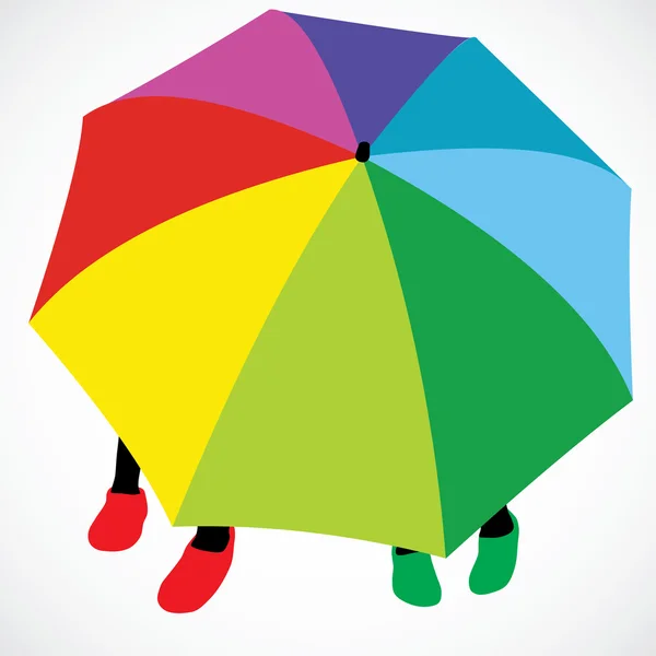 Deux filles sous parapluie — Image vectorielle