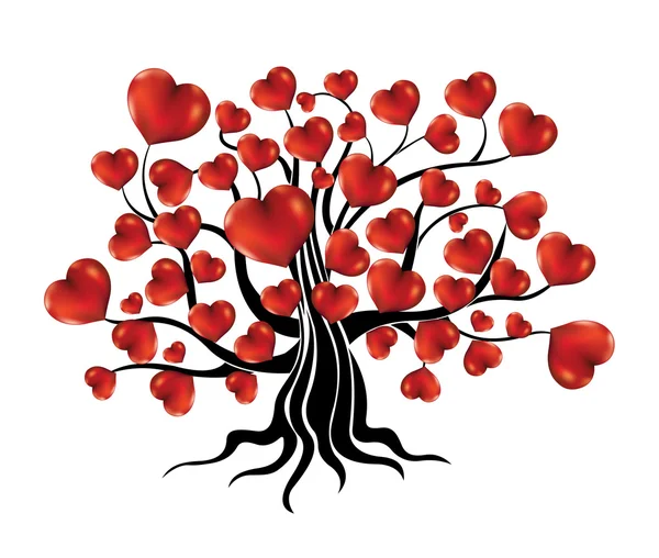 Árbol con corazones — Vector de stock