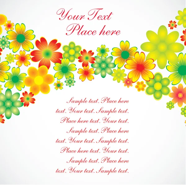 O cartão de dia de Valentim com muitas flores — Vetor de Stock