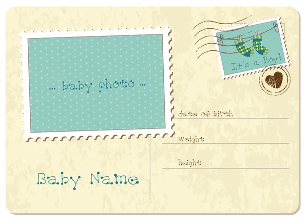 Cartel de llegada de bebé niño — Archivo Imágenes Vectoriales