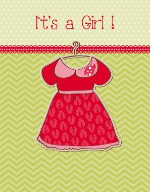 Baby Girl Arrival Card with Place for your text clipart