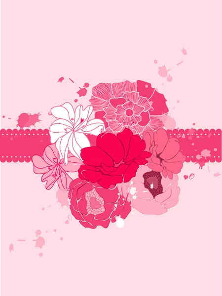 Metniniz için yer ile romantik çiçek kartı — Stok Vektör