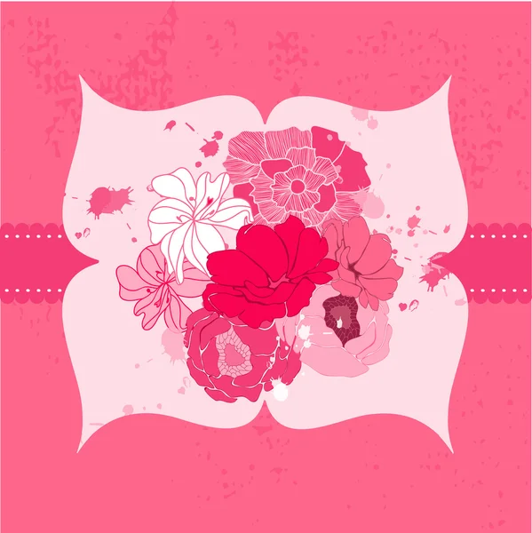 ロマンチックな花カード — ストックベクタ