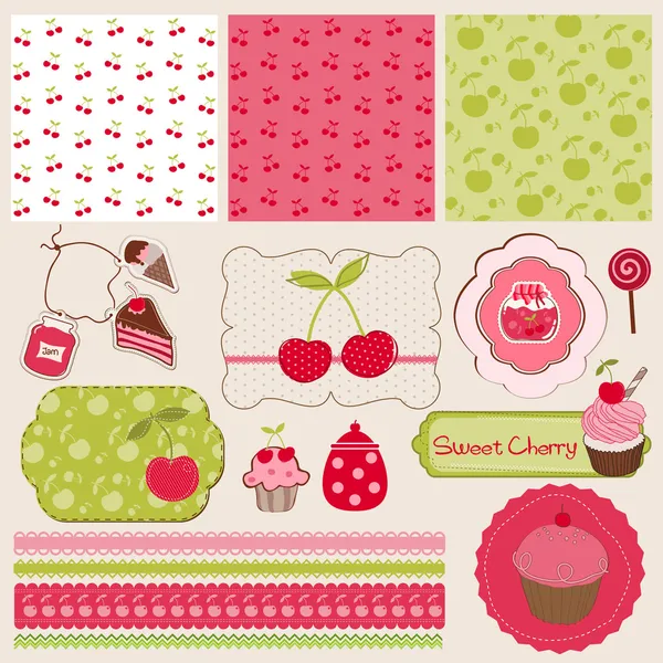 Cherry Design Elements pour scrapbook - facile à éditer — Image vectorielle