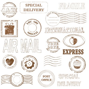 Vector stamp set collection clipart