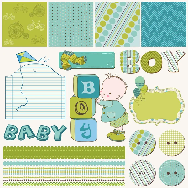 Scrapbook Boy Set - elementos de diseño — Archivo Imágenes Vectoriales