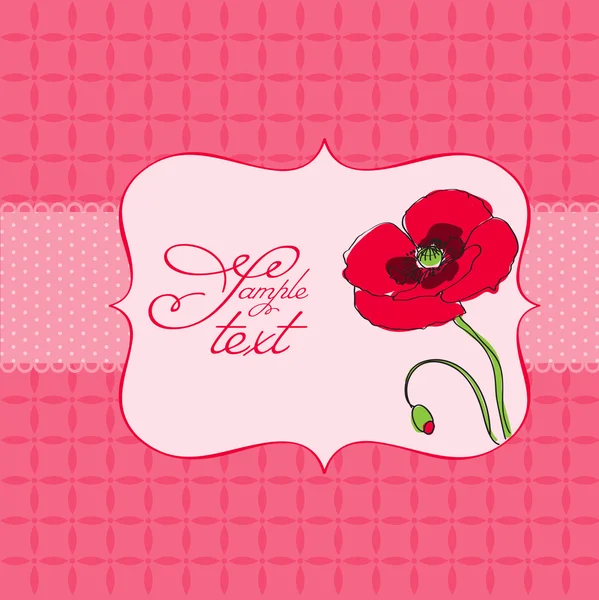 Wenskaart met poppy bloem - voor Plakboek, uitnodiging, cel — Stockvector