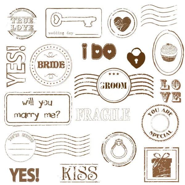 Série de timbres-poste de mariage — Image vectorielle