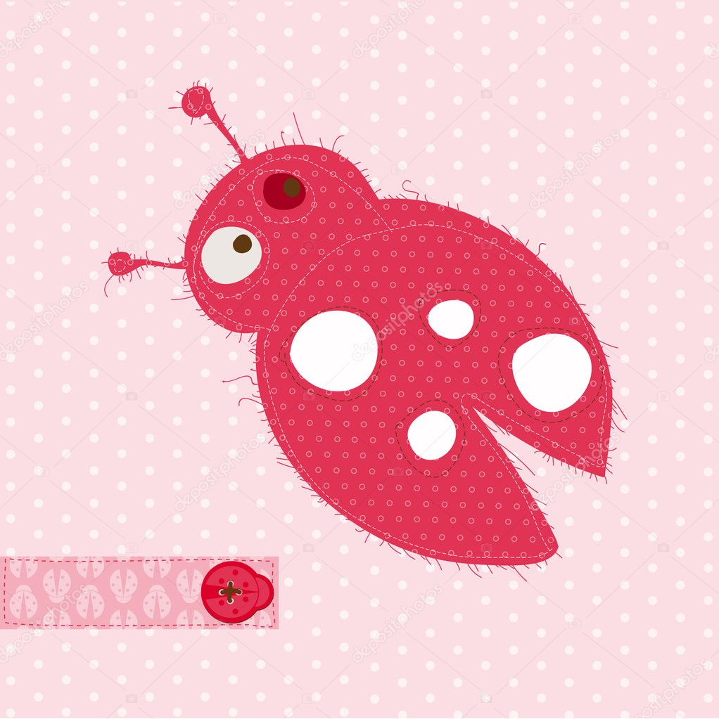 Greeting card with Ladybug - for scrapbook, invitation, celebrat