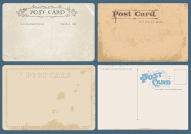 Set of Antique postcards in vector with Postal stamps clipart