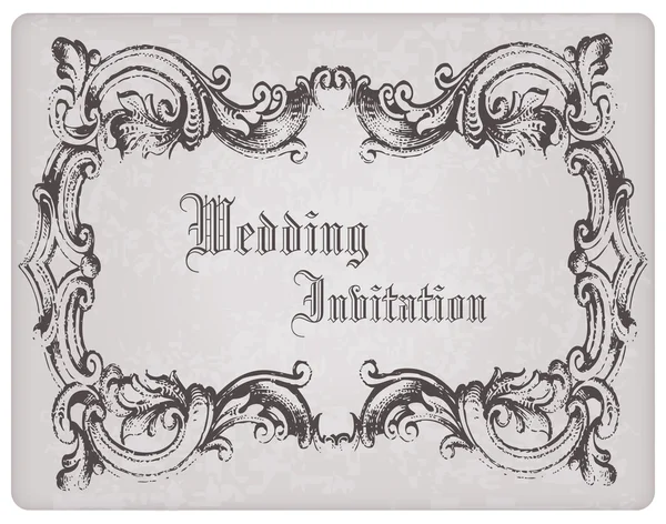Retro svatební pozvání Pohlednice s krásným rámem - des — Stockový vektor