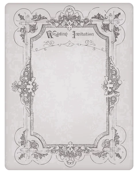 Retro bröllop inbjudan vykort med vacker ram - för des- — Stock vektor