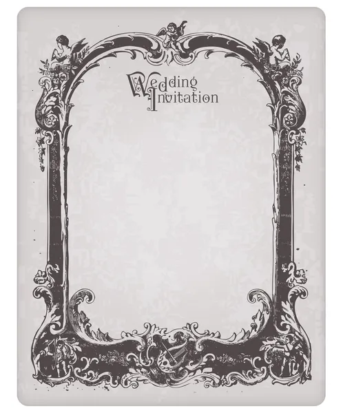 Открытка с приглашением на свадьбу в стиле ретро с красивой рамкой - для — стоковый вектор