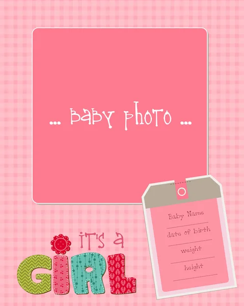 Bebek kız ulaşım kartı ile fotoğraf çerçevelemek vektör — Stok Vektör