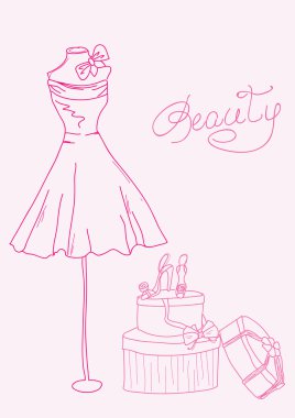 Fashion stylized doodles clipart