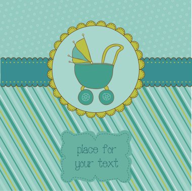 Baby Boy Arrival Card with Photo Frame and place for your text i clipart