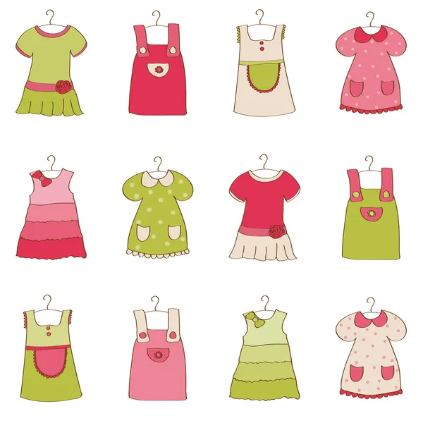 Bebek kız elbise koleksiyonu — Stok Vektör