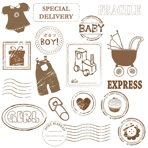 Baby Vector stamp collection — Stock Vector