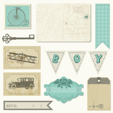 Scrapbook design elements - Vintage Boy Set clipart