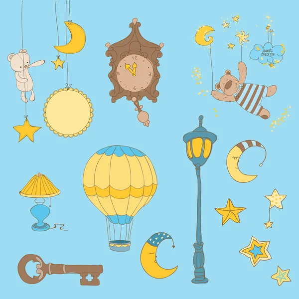 Sweet Dreams - дизайн слонов для детской книги — стоковый вектор