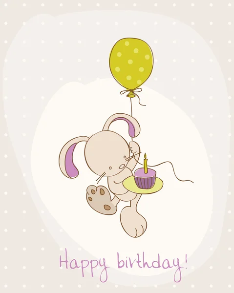 与可爱的小兔子的生日贺卡 — 图库矢量图片
