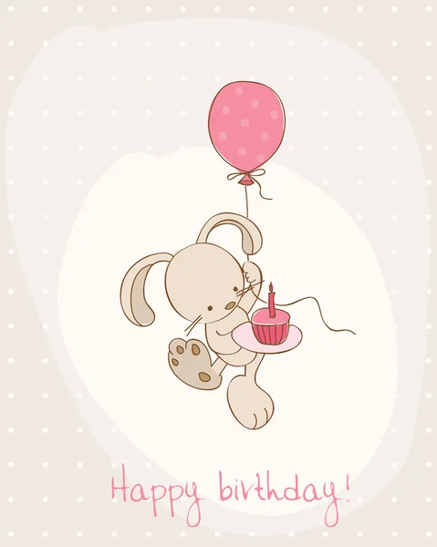 Greeting Birthday Card with Cute Bunny — Stock Vector