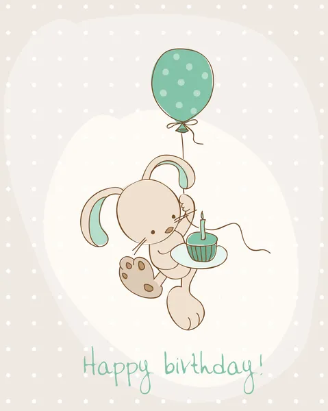 Doğum günü kartı ile şirin Tavşanı Tebrik — Stok Vektör